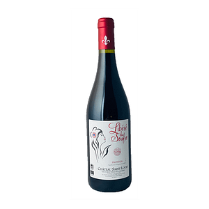 Flasche mit natürlichem Wein Libéré du Soufre, AOC FRONTON, perfekt ausgewogen mit Noten von Waldfrüchten und einem Hauch von Blumen, aus einem Weinberg, der biologisch bewirtschaftet wird.