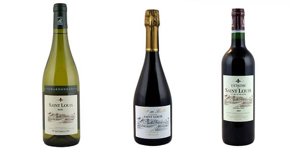 Exklusive Auswahl von 3 Flaschen Château Saint Louis, einschließlich des außergewöhnlichen 'Extreme', des prickelnden 'Prêt en bulles' und unseres mit Gold ausgezeichneten Chardonnays.